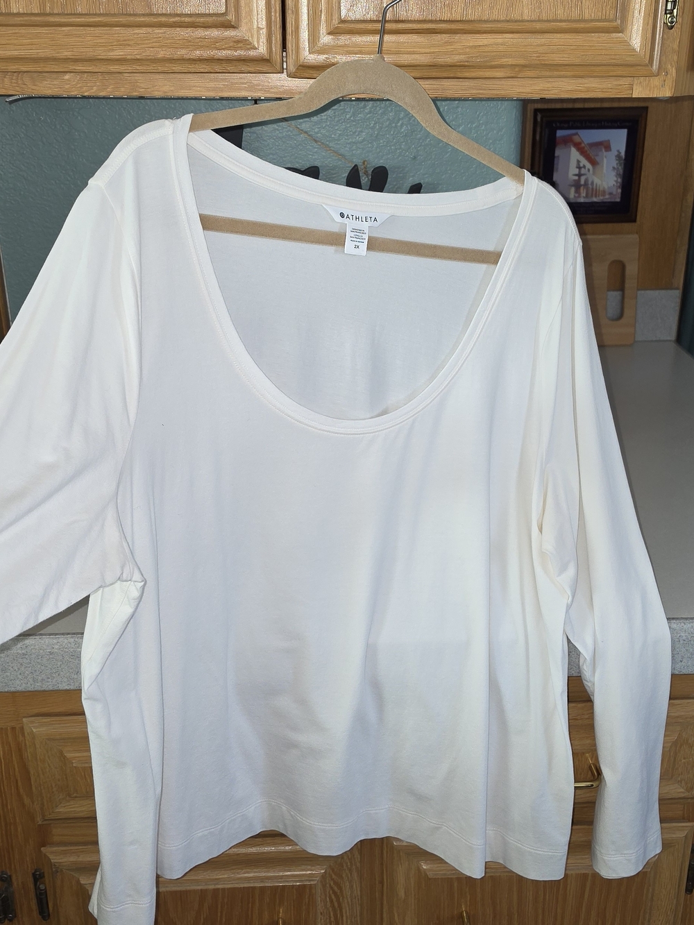 EUC Athleta Women's Ivory Scoop Neck Long Sleeve Top 2X